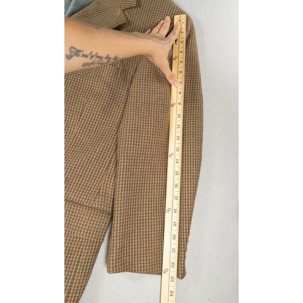 Polo Ralph Lauren Men 46R Lambswool Houndstooth Blazer Brown Sport Coat USA Made - Picture 10 of 12